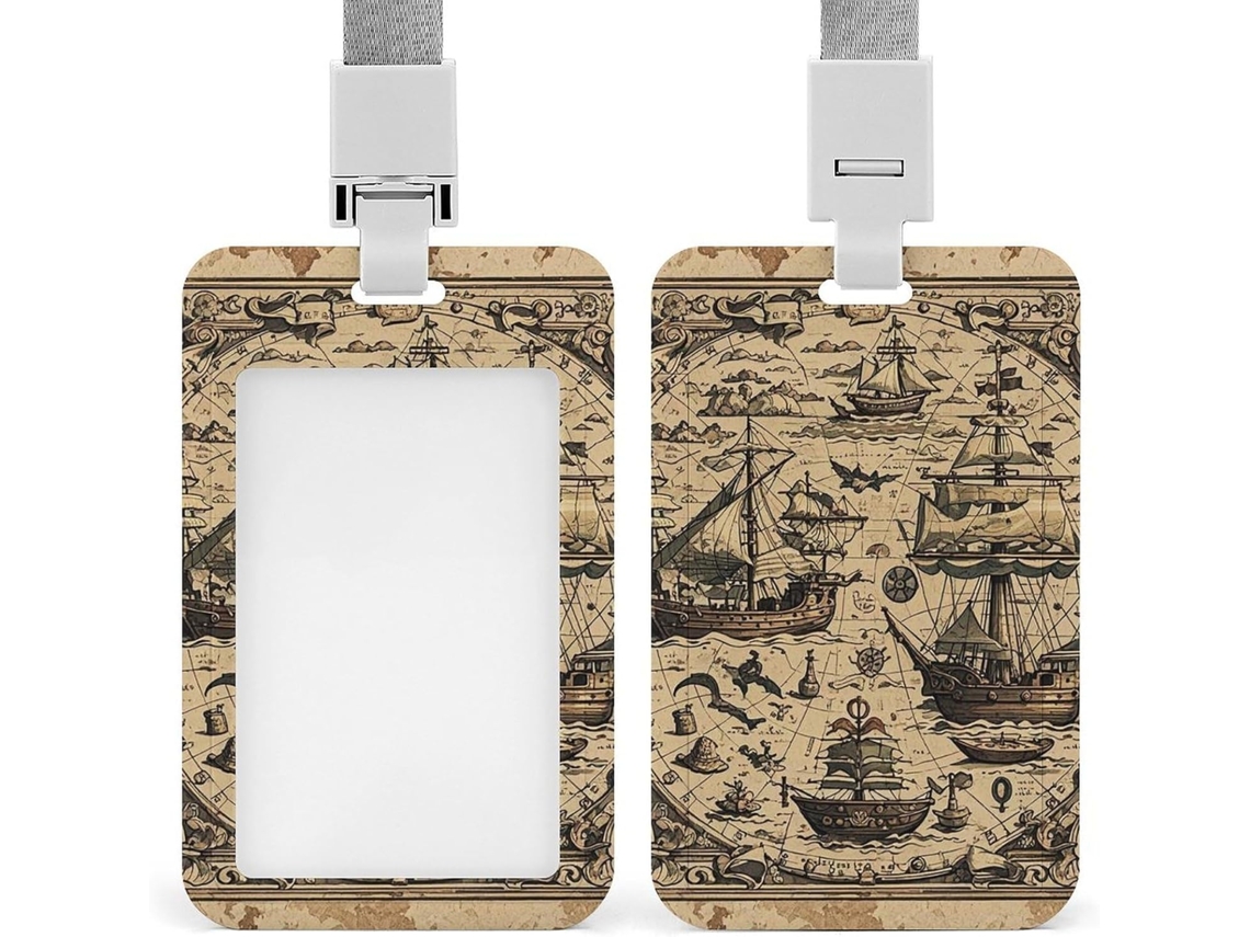 Porta Crachá Com Cordão Estilo Pirata Mapa Do Tesouro, Porta Crachá Divertido Com Nome, Porta Crachá, Estojo