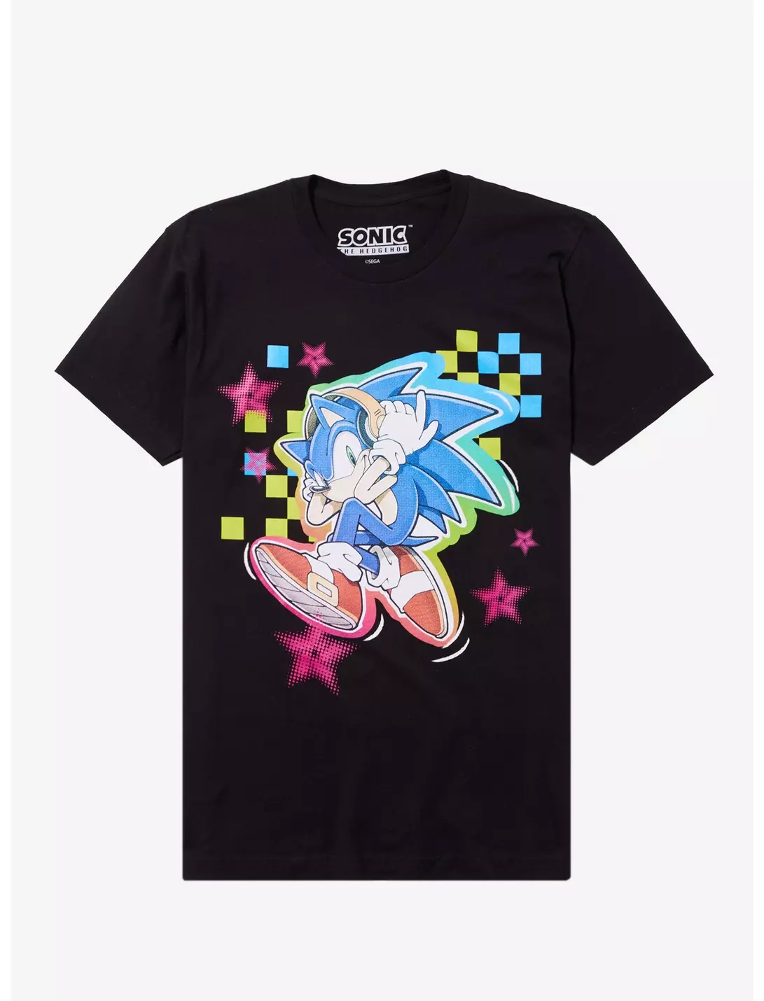 Sonic The Hedgehog Headphones Rainbow Checkered T shirt Unisex Adults Size:xl ROCKINSTONE