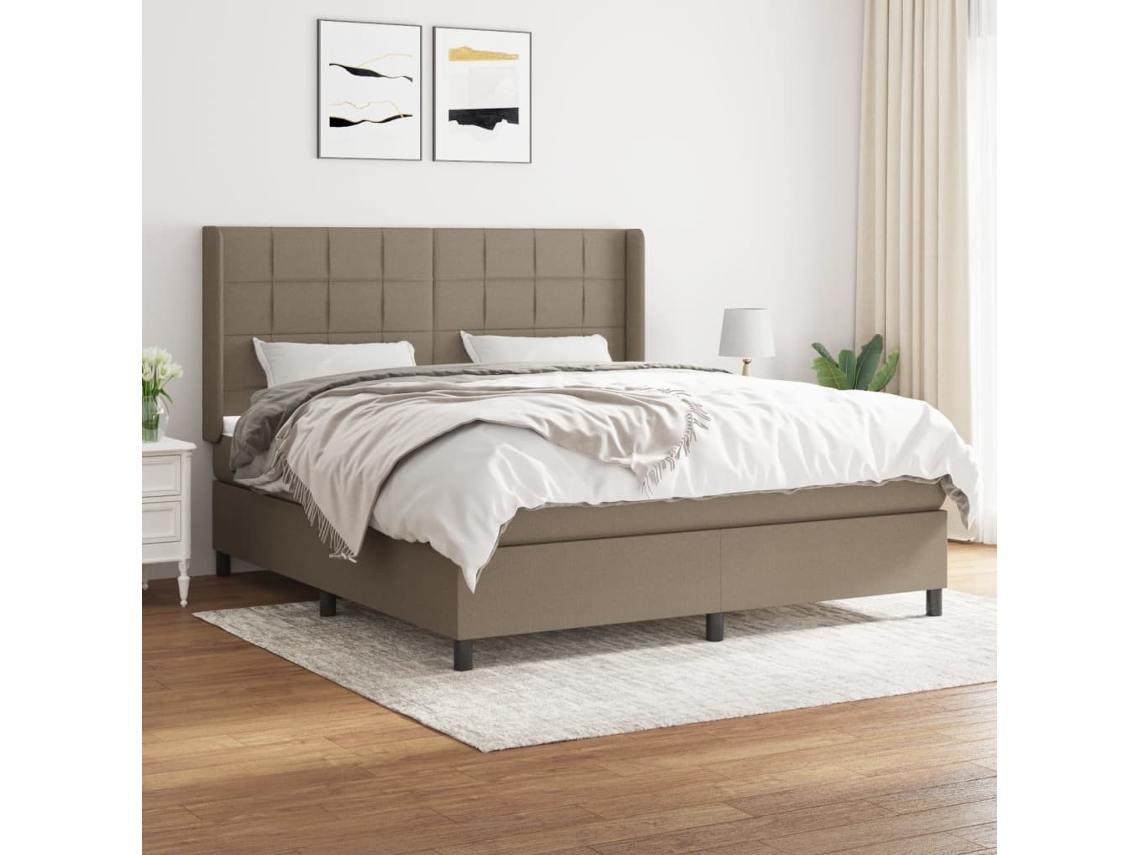 Vidaxl Cama Com Molas/colchão 160x200 Cm Tecido Castanho-acinzentado