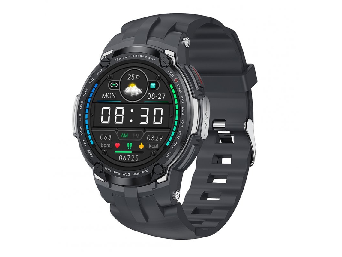 Smartwatch V6 com Tela Sensível Ao Toque Ecg Oxigênio no Sangue Frequência Cardíaca Monitor de Saúde Fitness Preto Prateado
