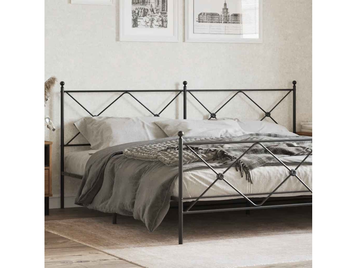 Vidaxl Cabeceira De Substituição 193 Cm Metal Preto