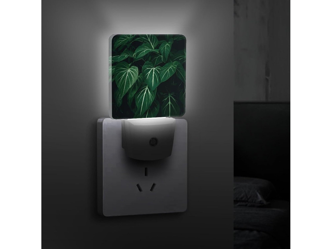 Luminária de Parede Verde em Formato Folha Longa, Com Sensor Crepuscular, Led Eficiente, Quarto Ideal, Banheiro E