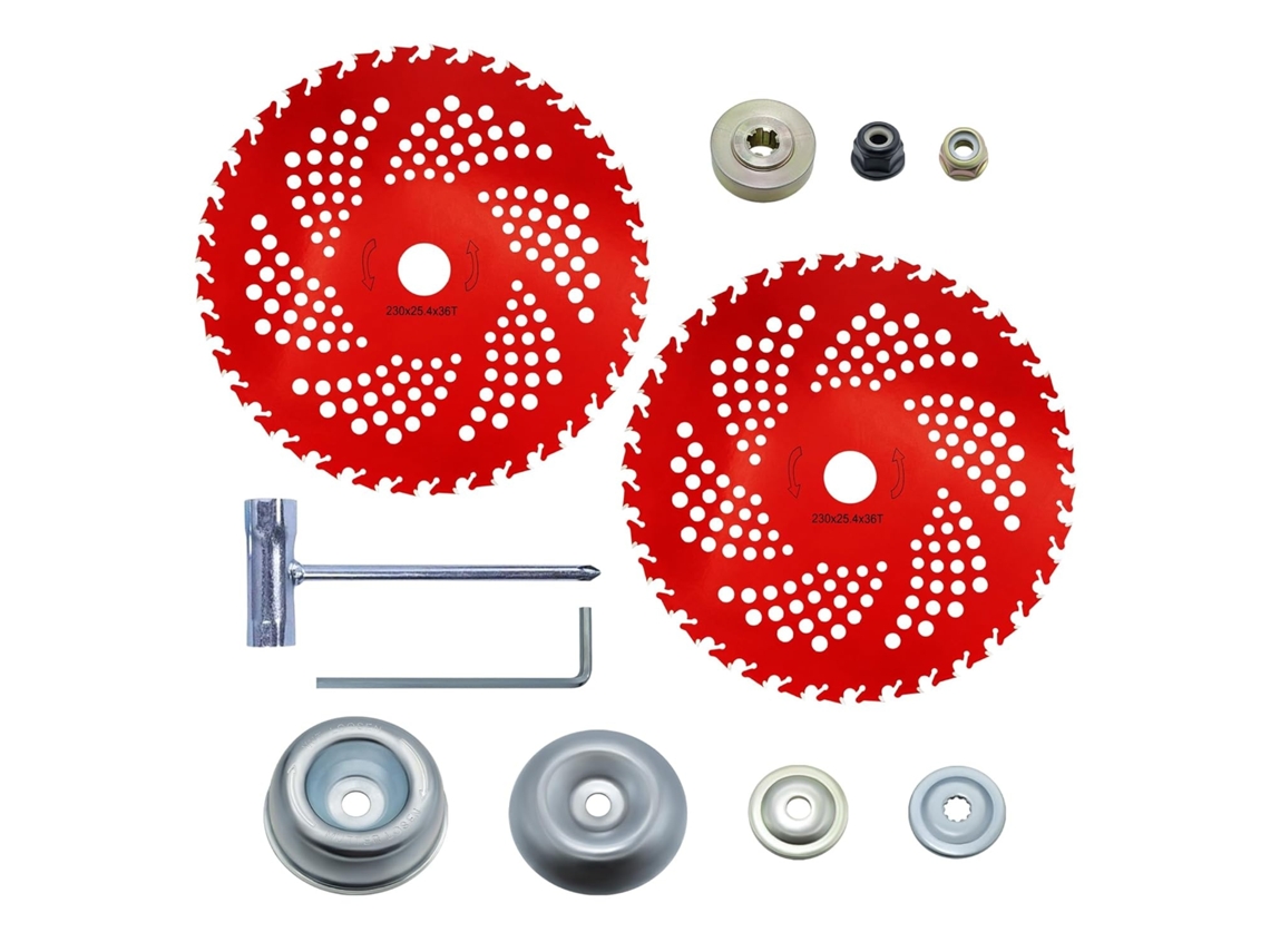 Elysve Kit Lâminas Para Corta - Relva, Pacote De 2 Unidades, 9 Polegadas X 36 Dentes, Carboneto