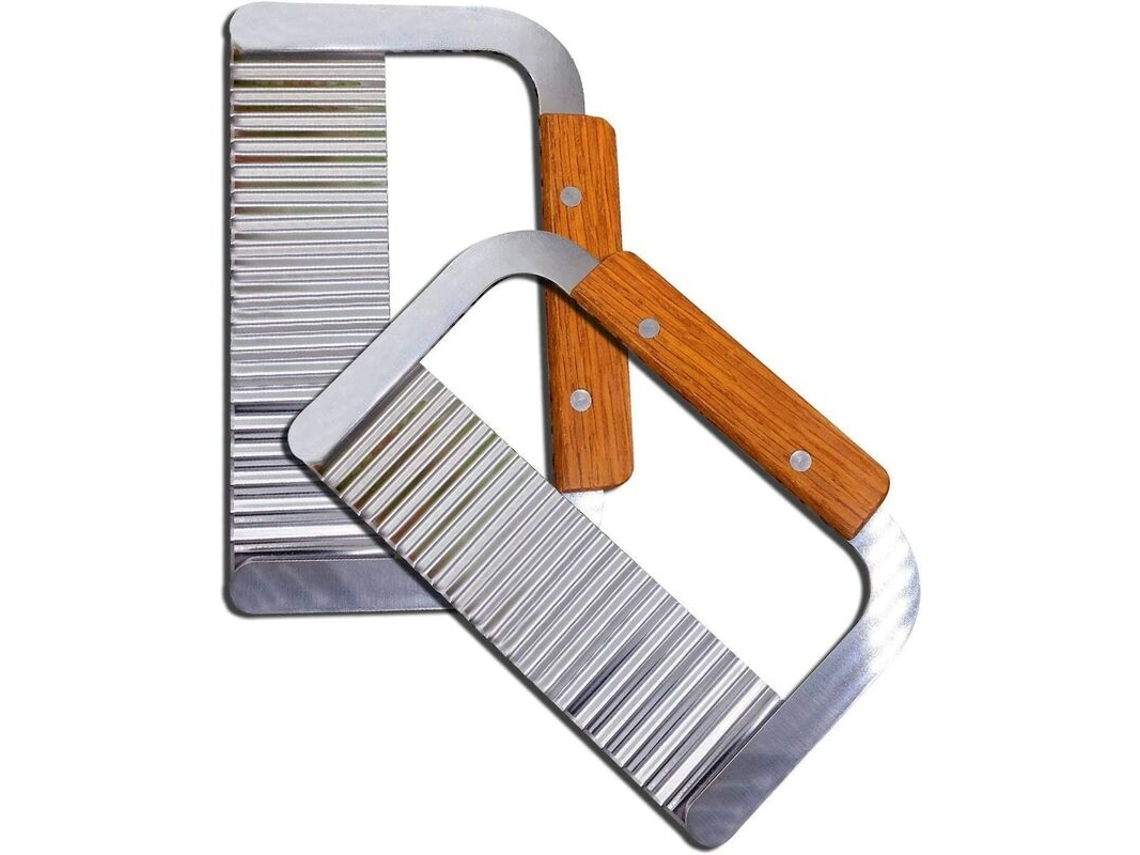 Cortador Batata Ondulado Inox com Cabo Madeira 2pcs DUREFORWARD