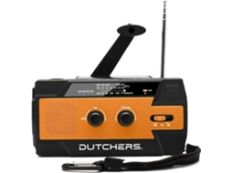 RÁDIO DE EMERGÊNCIA solar, manivela, bateria externa 4000mAh, AM/FM, preto e laranja AQUAFORGE