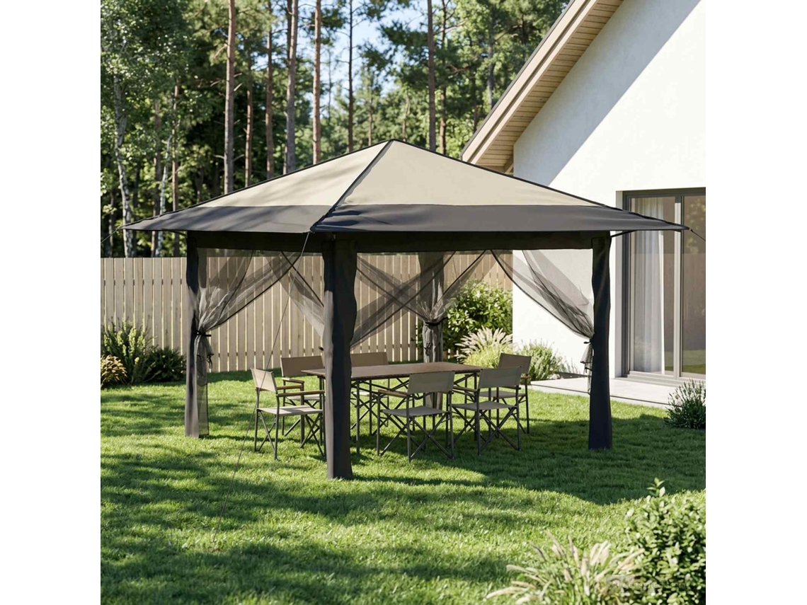 Vidaxl Gazebo Com 4 Laterais Creme E Antracite
