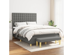 Vidaxl Cama Com Molas/colchão 140x190 Cm Tecido Cinzento-escuro