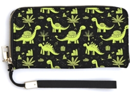 Carteira Feminina de Couro Pequena com Estampa de Dinossauro | S/MARCA