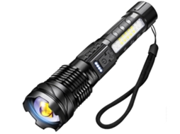 Linterna BISBISOUS Gt10 20.000 Lúmenes Altos Luz Flash Led Más Brillante 7 Modos Luz Lateral Cob Negro VIGA EUROPE