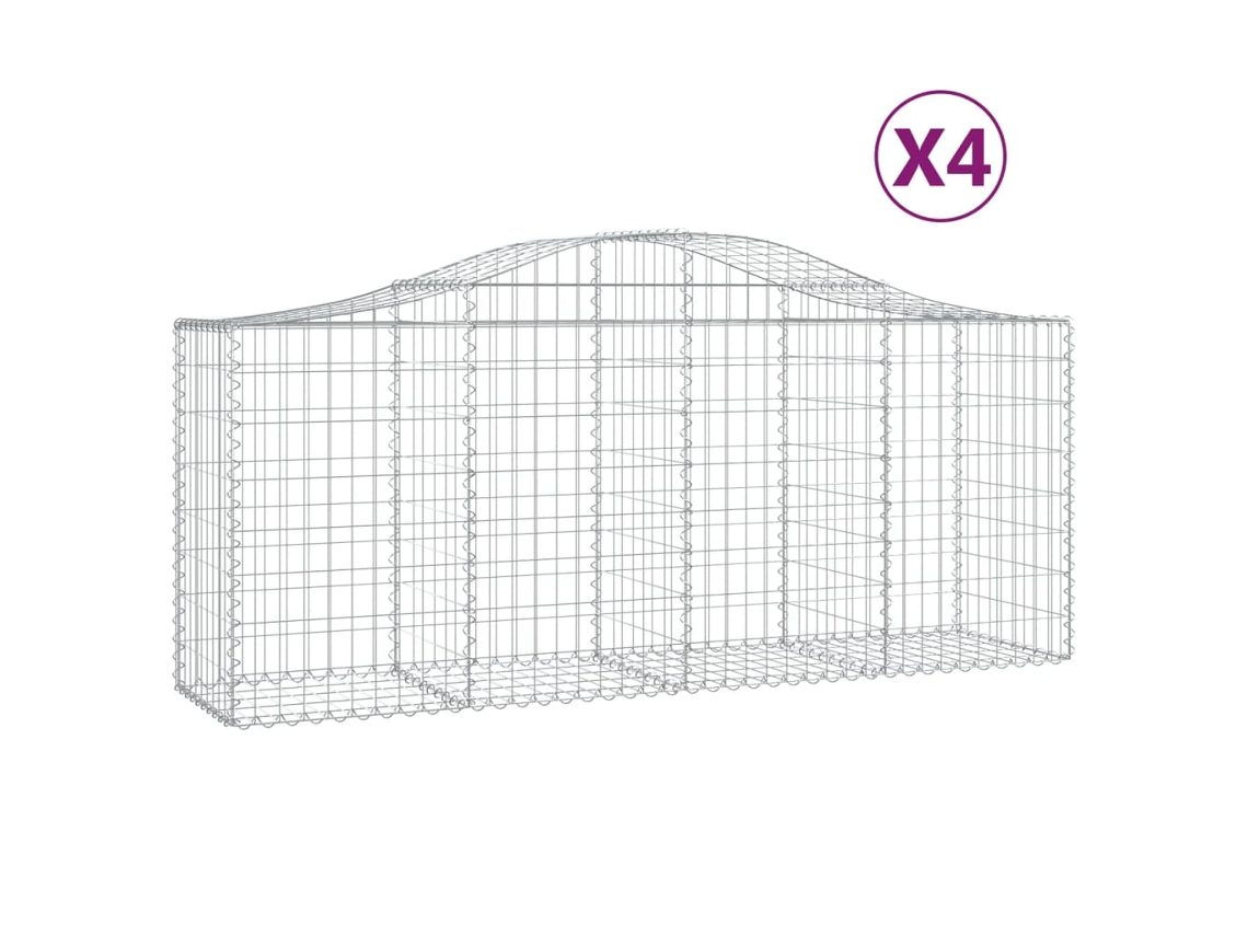 Gabion Basket, Gabion Baskets Vidaxl Prateado Ferro (200 X 50 X 80/100 Cm)