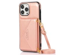 Suporte Casa Pega Proouro Para Iphone 14 Pro Pele Sintética Com Porta-cartões Rosa