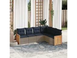 Vidaxl Conjunto De Sofá De Jardim Com 6 Peças E Almofadas Em Rattan Sintético Cinza