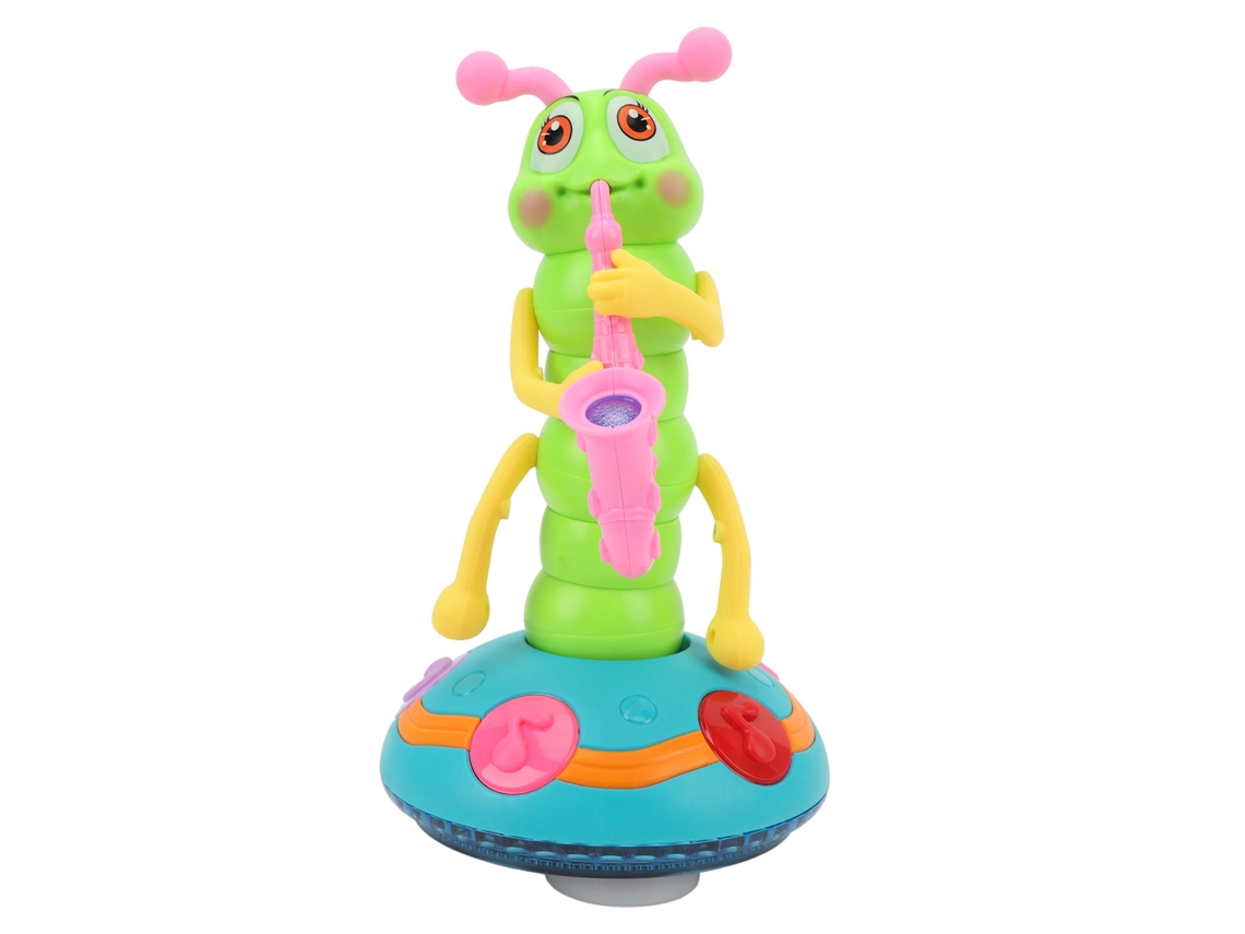 Brinquedo elétrico de 2026 que canta, gira e rasteja com música e luz, além de um saxofone para crianças.
