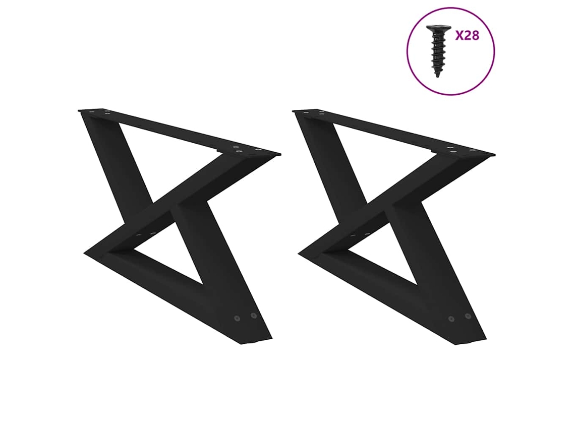 Vidaxl Pés Para Mesa De Centro 2 Peças, Preto, 70x(30-31,3) Cm, Aço