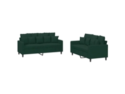Maison Exclusive - 2 Pcs Conjunto De Sofás Com Almofadões Veludo Verde-escuro