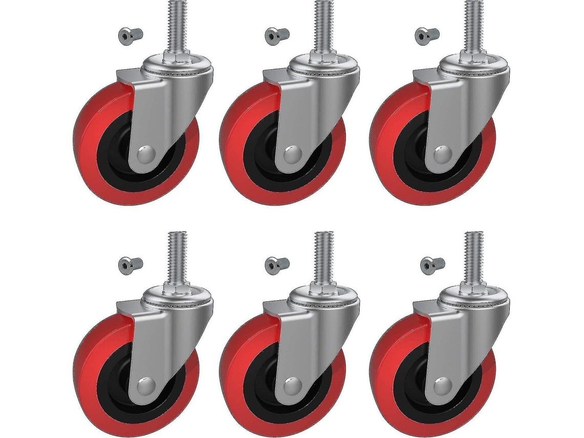Rodízios Para Carrinho Ou Banco, 2,5 Polegadas, Com Haste Roscada M10 (pacote Com 6)