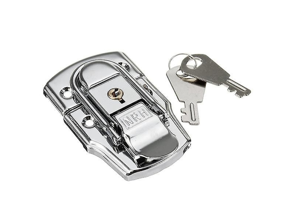 Fecho De Correr Cromado De 76x45mm Com Trava E Chave Para Maleta