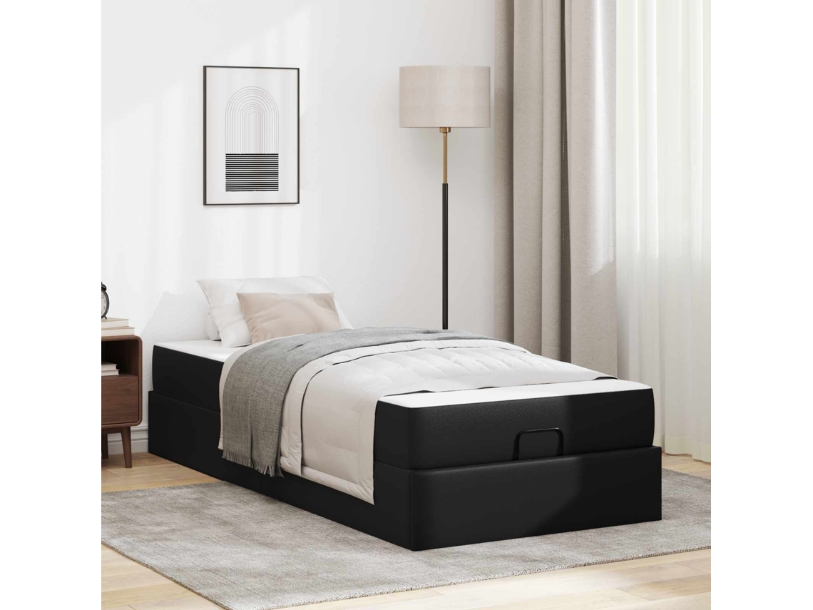 Vidaxl Estrutura de Cama com Colchão Outros 2 Pcs Preto Pvc