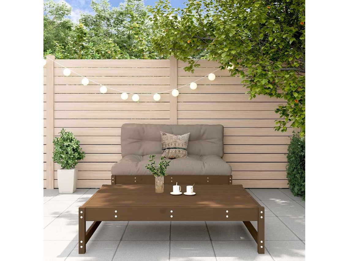 Vidaxl 2pcs Conj. Lounge Jardim+almofadões Madeira Maciça Castanho-mel