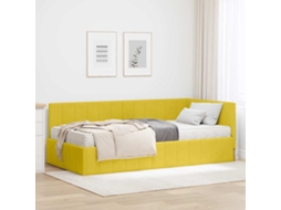 Vidaxl Estrutura de Cama de Canto com Colchão 2 Pcs Amarelo Veludo