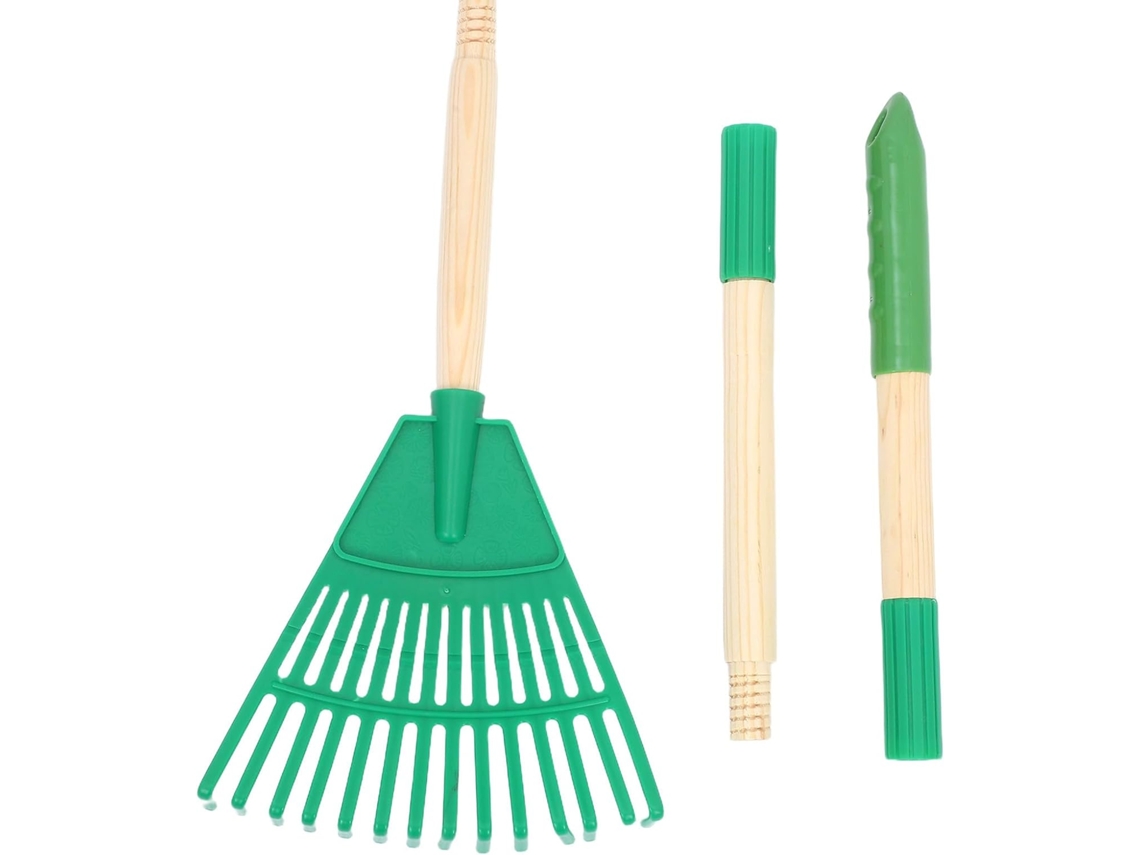 Ancinho De Folhas De Plástico Verde, 87 X 14 Cm, Com Cabo Removível E Dentes.