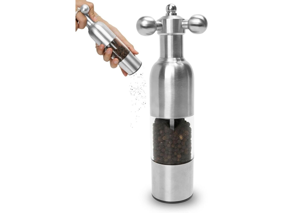 Conjunto de Moinho Sal e Pimenta Manual em Aço Inoxidável com Torneira, Alça Recarregável Ajuste Moagem 2024 Hotc5 AQUAFORGE