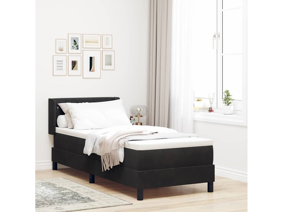 Vidaxl Cama Box Com Cabeceira Manual Preto 200 X 80 Cm Veludo