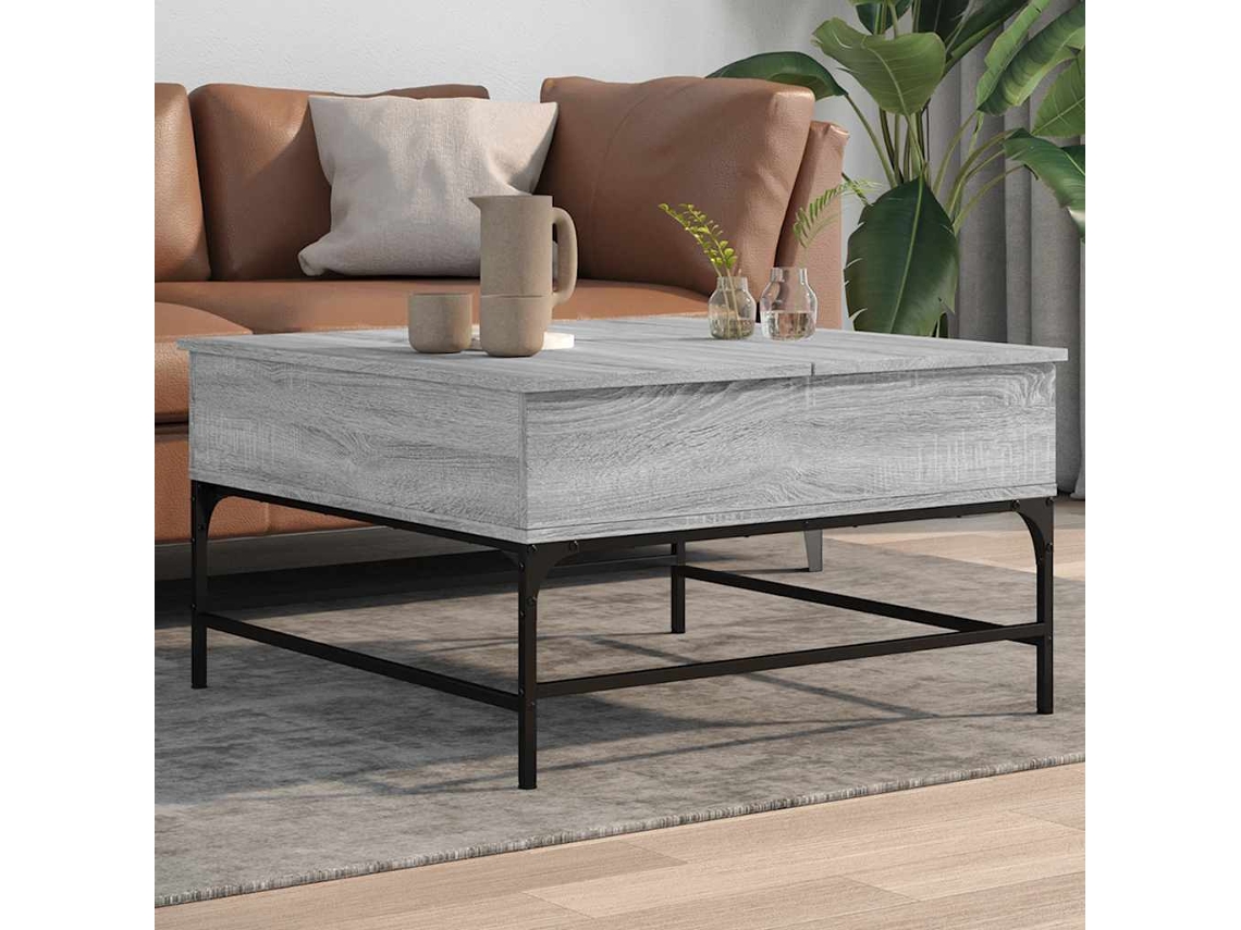 Vidaxl Mesa De Centro 80x80x45cm Deriv. Madeira/metal Cinzento Sonoma
