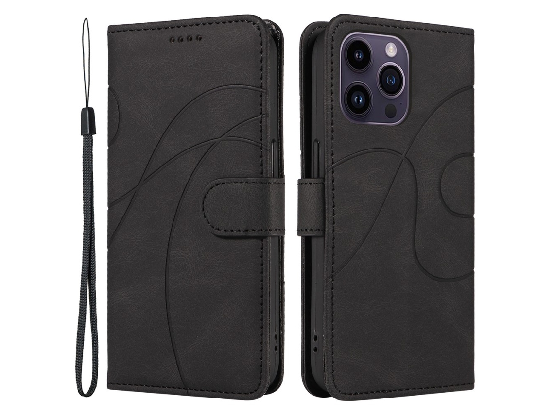 Capa Pega Para Iphone 15 Pro Max Pele Sintética Preto
