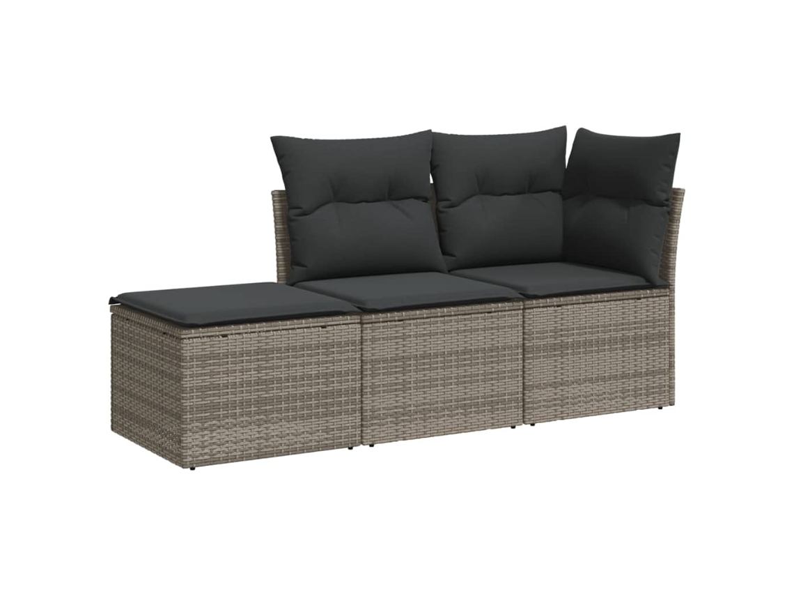 Conjunto de 3 Sofás de Jardim com Almofadões Vime Pe Cinzento MAISON EXCLUSIVE (3 pcs)