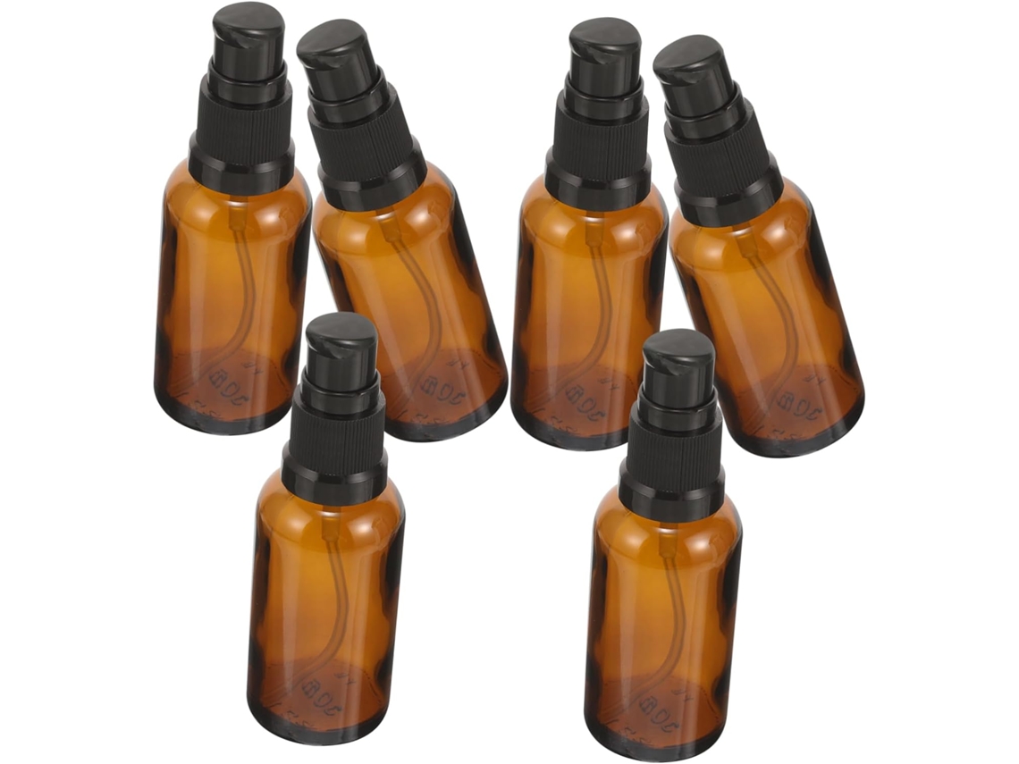 Conjunto De 6 Frascos De Vidro Para Viagem Com Bomba Dosadora Para Cosméticos.