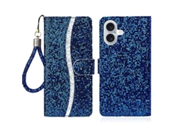 Capa De Couro Para Iphone 17 Com Pó De Glitter