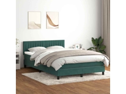 Cama Com Molas/colchão 160x220 Cm Veludo Verde-escuro