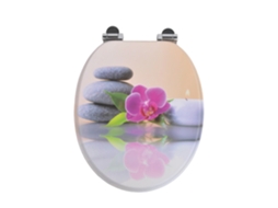 Assento De Sanita Homseat Em Mdf Com Fecho Suave, Decoração De Orquídeas E Pedras De Massagem.