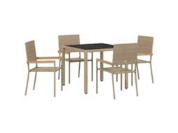 Maison Exclusive - Conjunto De Jantar Para Jardim 5 Pcs Bege Vime Pe
