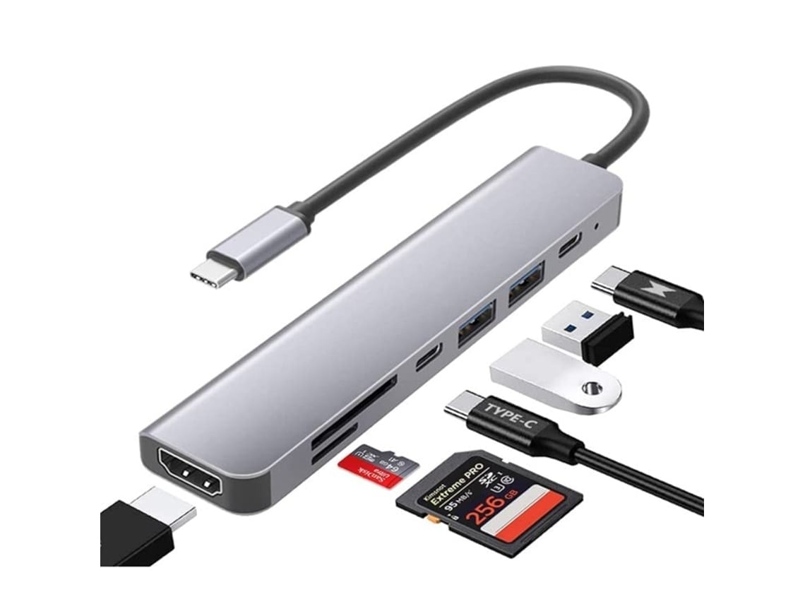 Adaptador Divisor Usb c Hub 7 em 1 com Estação de Acoplamento Compatível STELASPLEN