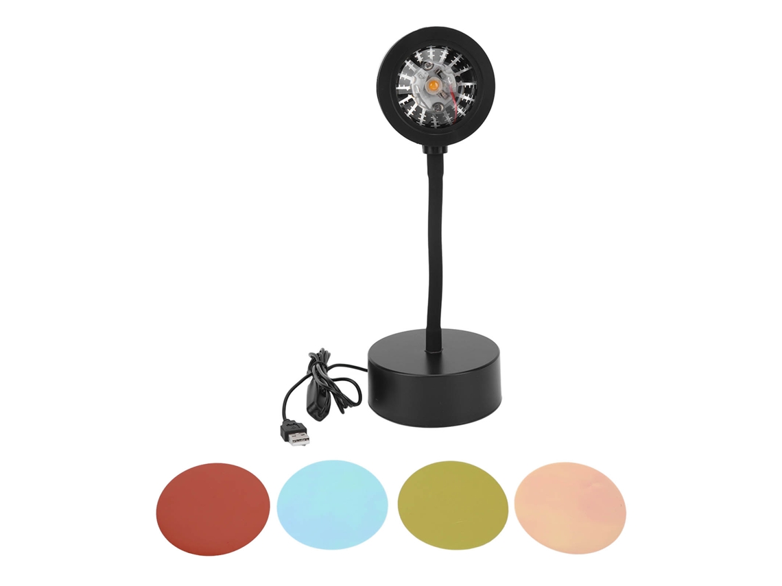 Projetor de Pôr do Sol Rgb 5w Led Usb com Tubo Flexível Alta Transparência, Ideal para Festas em Casa. Amarelo Dourado BRILVIBERA