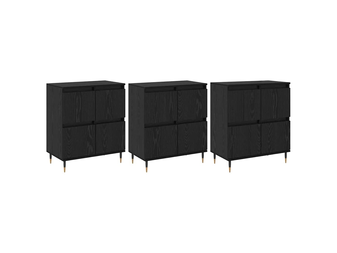 Armário Arrumação 3 Peças Carvalho Preto 60x35x70 cm MAISON EXCLUSIVE