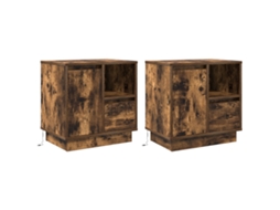Conjunto 2 Mesa-de-cabeceira Vidaxl Castanho Derivados De Madeira (50 X 34,5 X 50 Cm.)