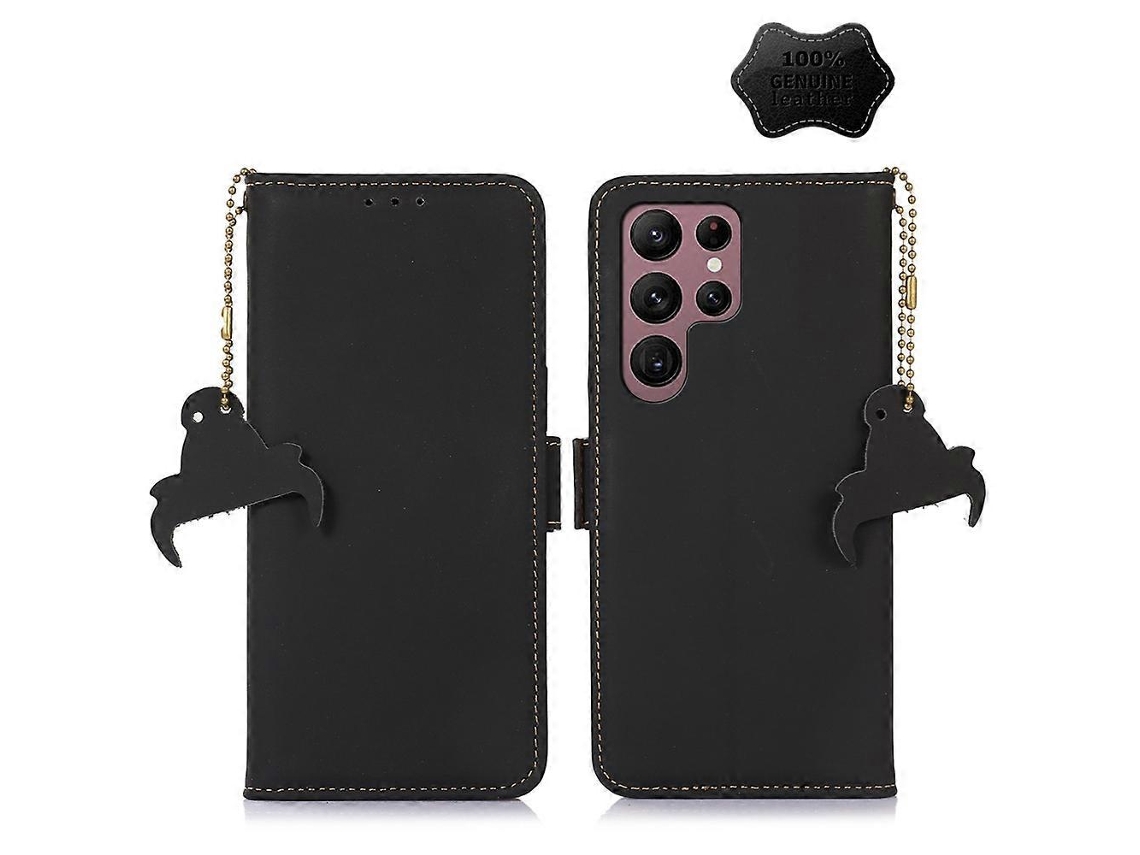 Capa De Couro Magnética Rfid Para Samsung Galaxy S23 Ultra 5g