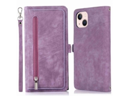 Capa Pega Inch Para Iphone 13 Mini Pele Sintética Com Porta-cartões Roxo