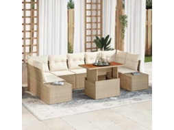 Vidaxl Conjunto De Sofá De Jardim 8 Pcs Bege Rattan Sintético