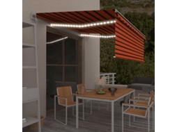 Vidaxl Toldo Autom. C/estore/led/sensor De Vento 4x3m Laranja/castanho