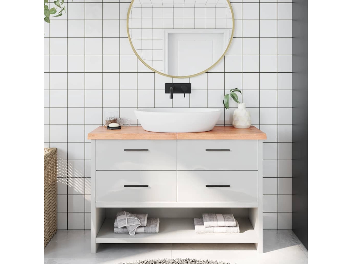 Vidaxl Bancada P/ Wc 120x30x(2-4) Cm Madeira Maciça Tratada Castanho
