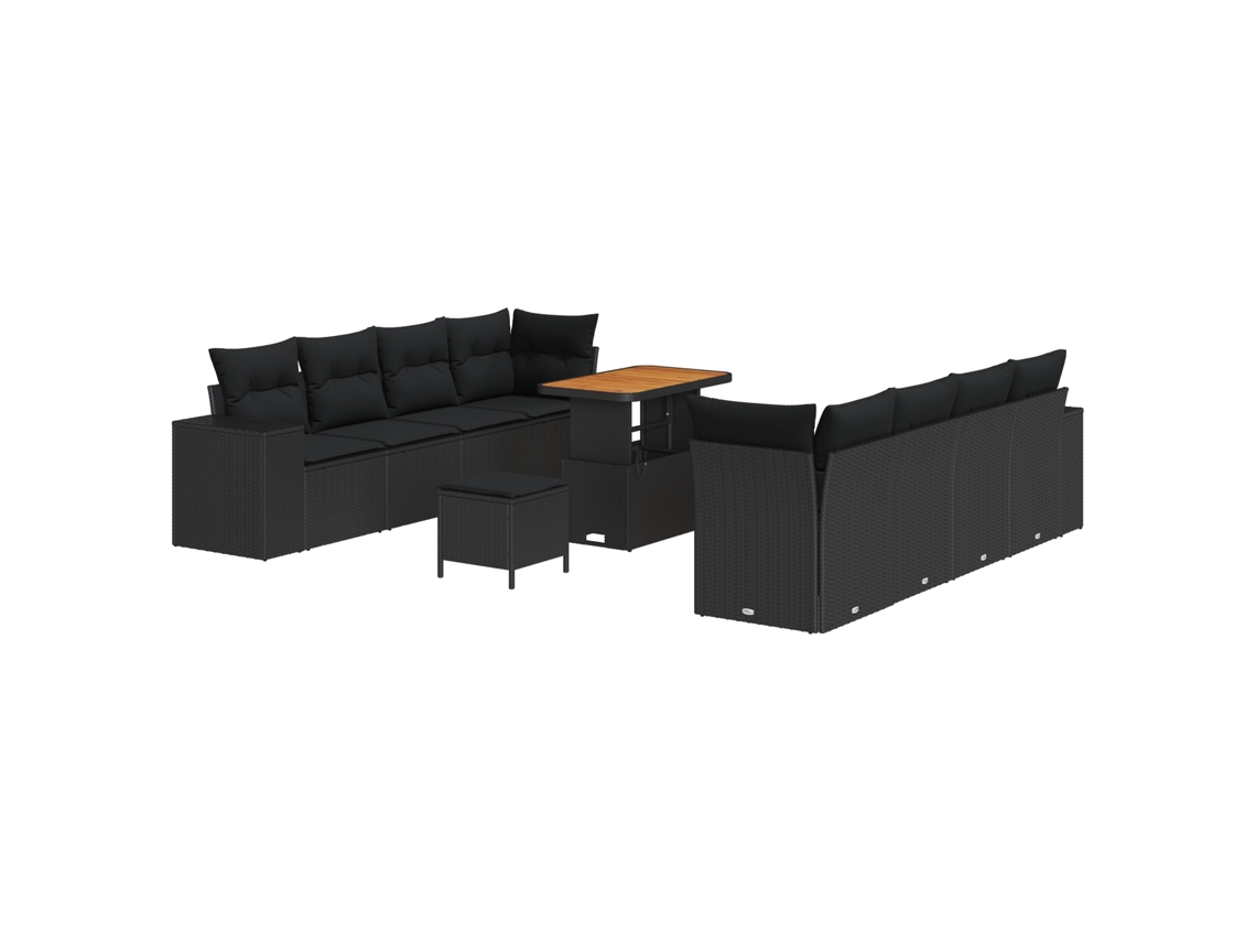 Conjunto 11 Móveis De Jardim Vidaxl Preto Madeira De Acácia Maciça (255 X 62 X 85 Cm)