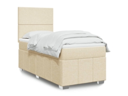 Vidaxl Cama Com Molas/colchão 90x200 Cm Tecido Cor Crème
