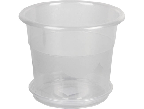 Vaso  Orquidea Transparente com Prato U (17 x 14 cm)