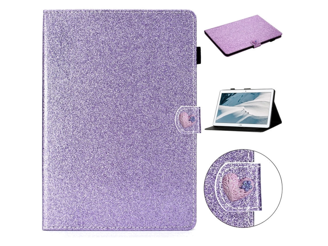 Capa‑flip Horizontal Fivela Amor Glitter Halinuia Com Suporte E Ranhuras Cartão Para Huawei Mediapad T3 10