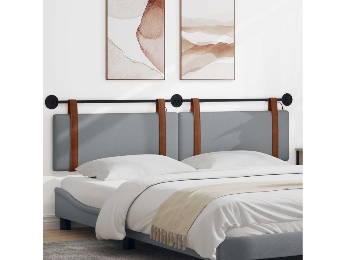 Vidaxl Cabeceira Suspensa Com Luz Led Cinzento-claro Pu Antigo