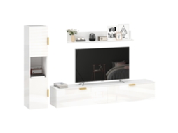 Painel suspenso para TV 180 cm com portas basculantes alto brilho branco ZACHARY